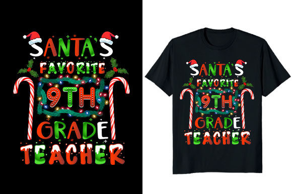 9th Grade Teacher Christmas Graphics & T-Shirt Designs