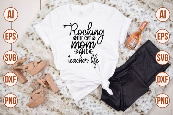 Cat Mom Teacher Graphics for T-Shirt Designs