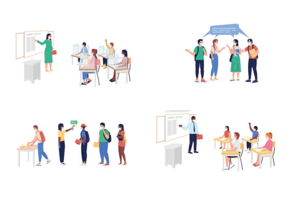 Return to School After Pandemic Graphics and Illustrations