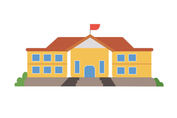 School Building Illustration: Graphics & Illustrations