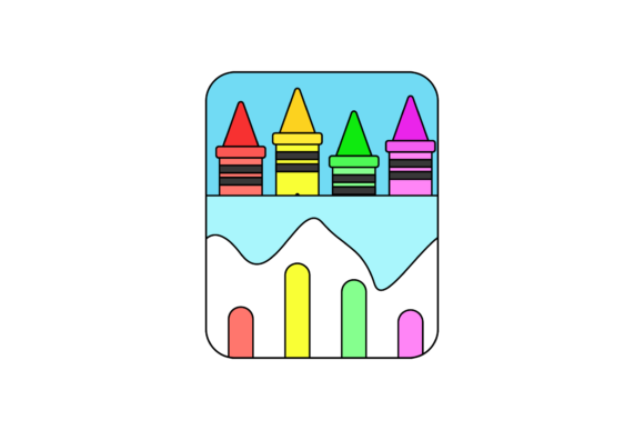 School Crayon Fill Line Icon-15 Graphics & Icons