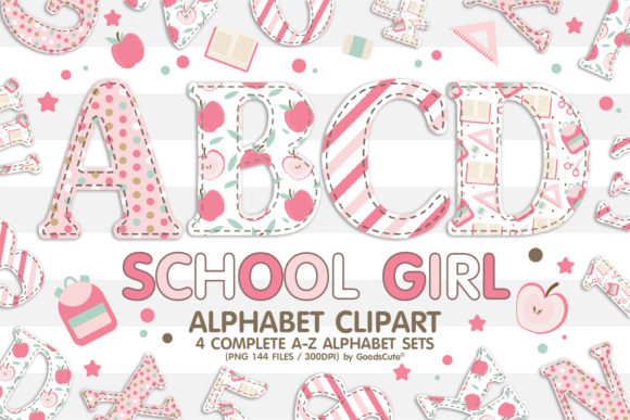 School Gril Alphabet: Graphics & Illustrations