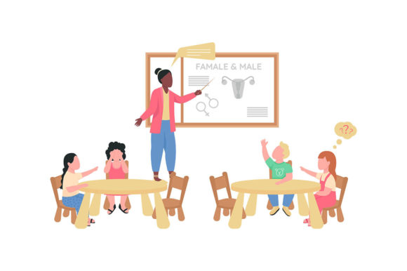 Teacher and Children Biology Graphics & Illustrations