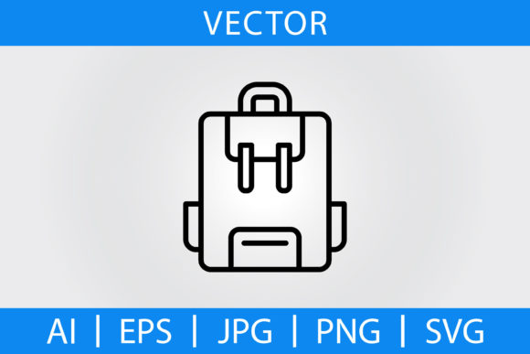 Vector School Bag Outline Icon: Graphics & Icons